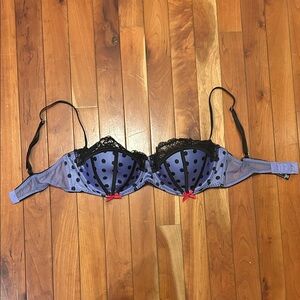 Victoria's Secret Purple and Black Polka Dot Bra panty set